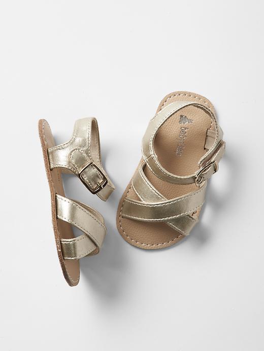 Gap Metallic Criss Cross Sandals - Metallic Gold