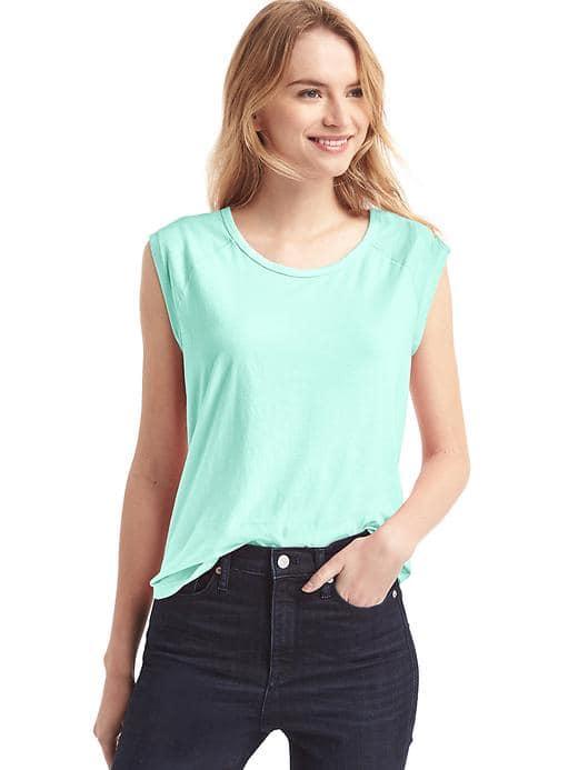 Gap Women Vintage Wash Raglan Cap Sleeve Tee - New French Blue