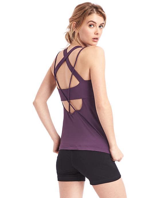 Gap Women Medium Impact Strappy Shelf Tank - Deep Purple