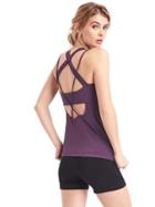 Gap Women Medium Impact Strappy Shelf Tank - Deep Purple