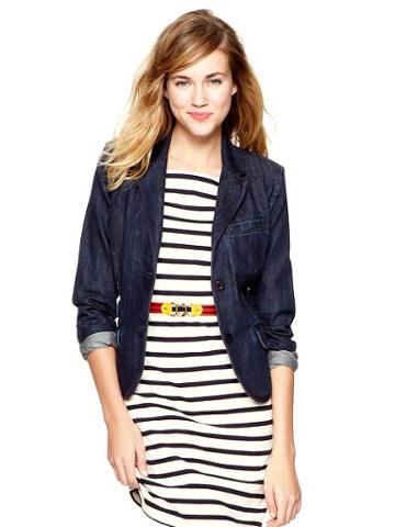 Gap 1969 Piped Denim Blazer