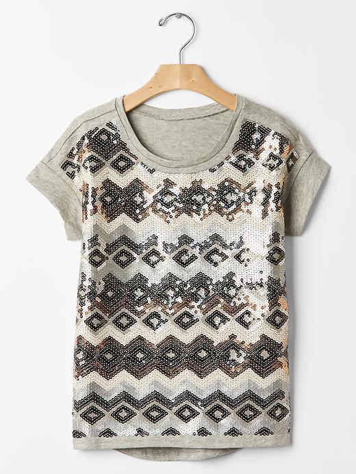 Gap Geometric Sequin Tee - Light Heather Gray