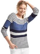 Gap Women Stripe Colorblock Long Sleeve Tee - Dark Night