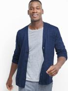Gap Men Cotton Linen V Neck Cardigan - Navy Heather