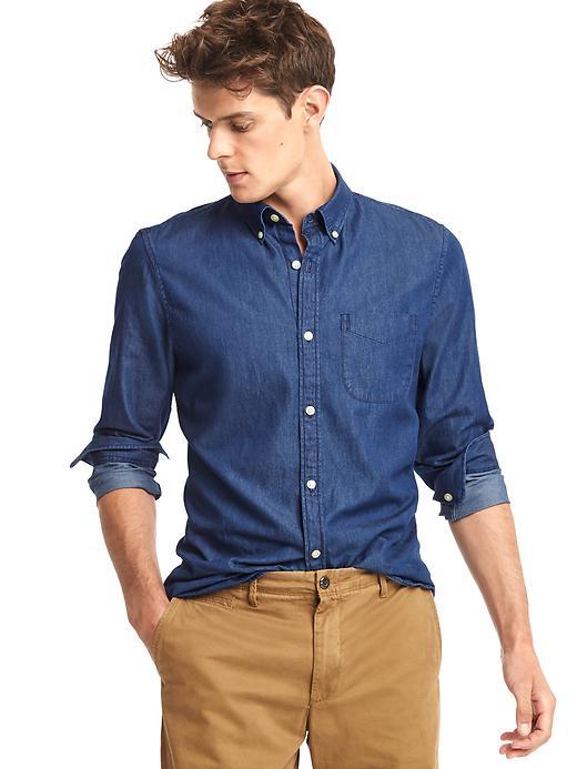 Gap Men Indigo Twill Slim Fit Shirt - Dark Indigo