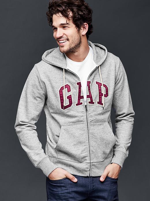 Gap Men Logo Zip Hoodie - Grey
