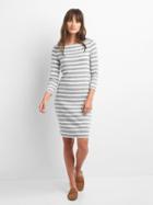 Gap Women Stripe Modern Tee Boatneck Dress - Grey Stripe