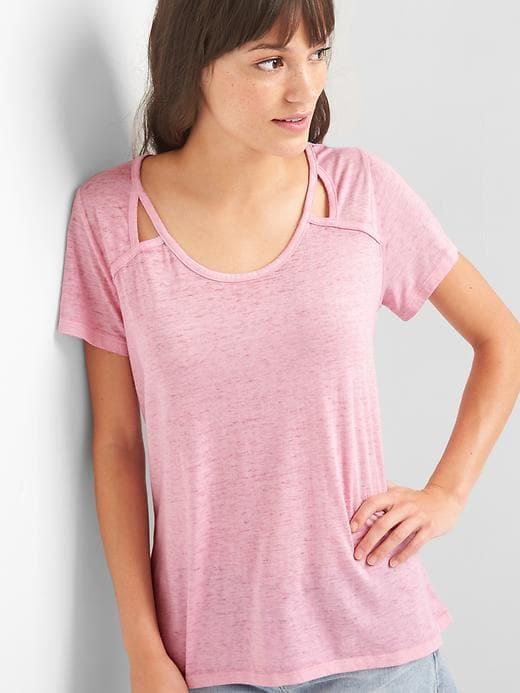Gap Scoopneck Cutout Tee - Sunrise Pink