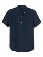 Gap Men Seersucker Short Sleeve Popover Shirt - Navy