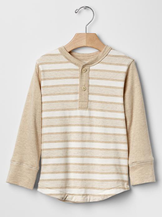 Gap Block Stripe Henley - Oatmeal Heather