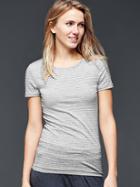 Gap Pure Body Short Sleeve Tee - Light Heather Gray Stripe