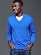 Gap Men Cotton V Neck Sweater - Bright Blue