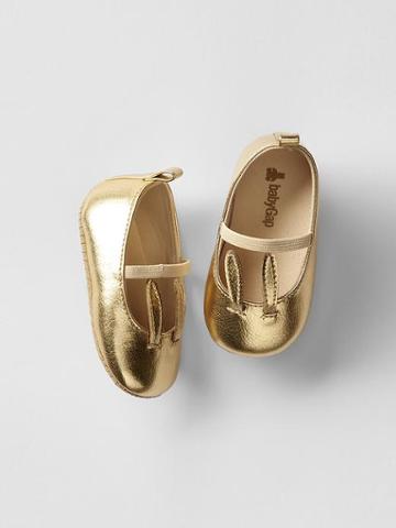 Gap Bunny Mary Jane Flats - Gold