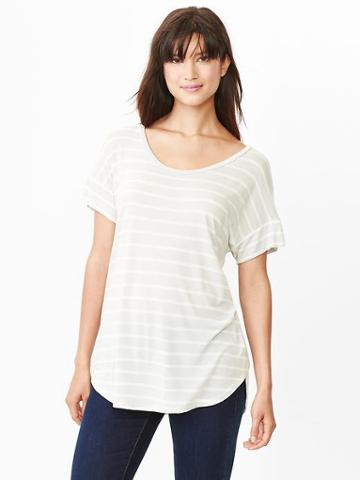 Gap Fluid Stripe Shirttail Tee - Gray Stripe