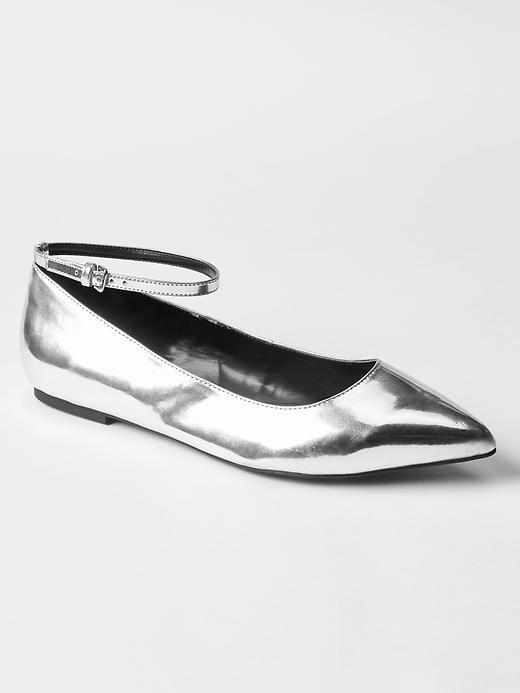 Gap Women Solid Ankle Strap Ballet Flats - Silver