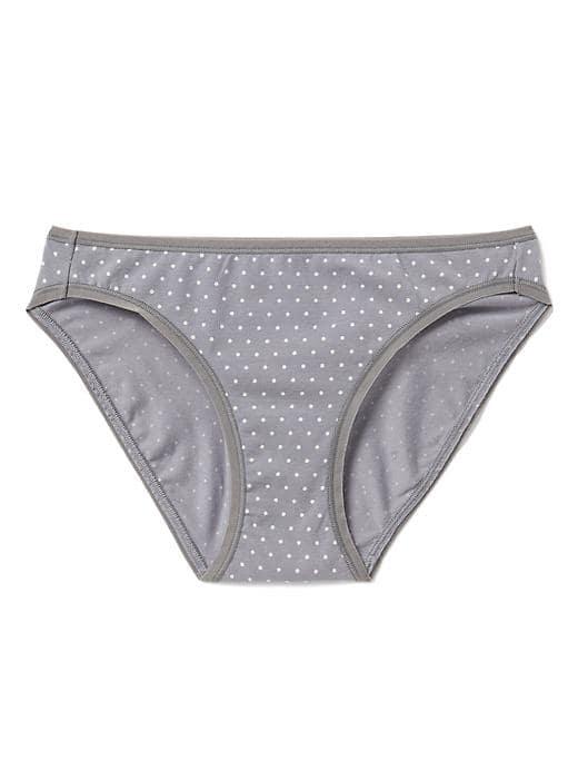 Gap Women Stretch Cotton Low Rise Bikini - Dot Cool Grey
