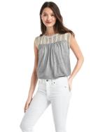 Gap Women Crochet Lace Tank - New Heather Grey