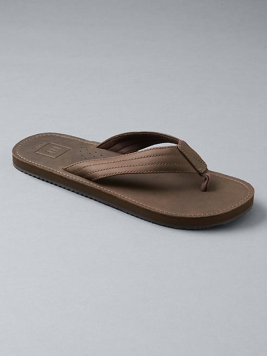 Gap Men Simple Leather Flip Flops - Dark Brown