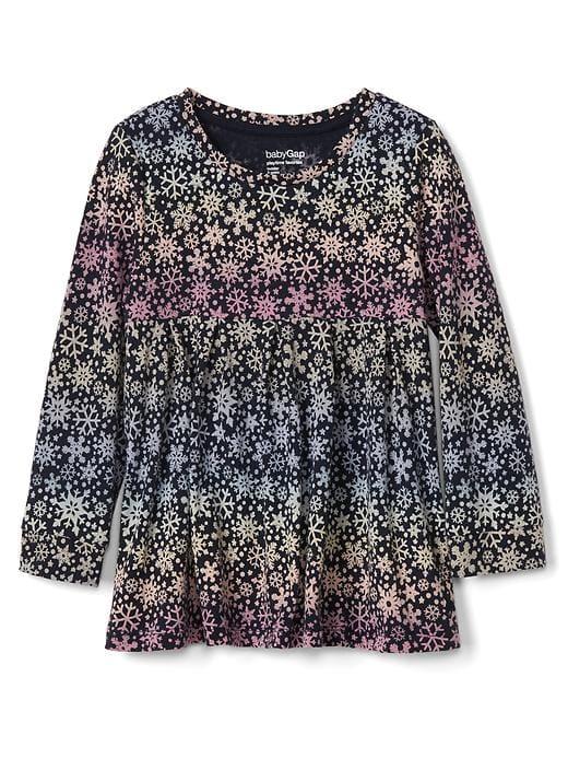 Gap Long Sleeve Jersey Tunic - Blue Snowflake