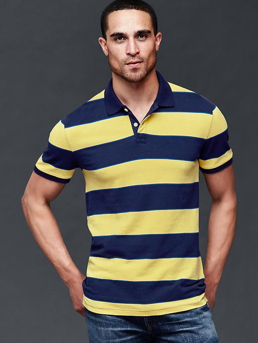 Gap Men Rugby Stripe Pique Polo - Yellow Stripe