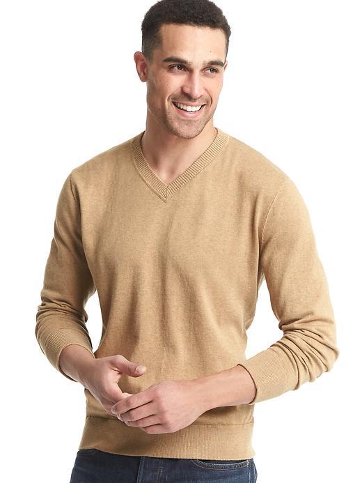 Gap Men Cotton V Neck Sweater - Light Camel
