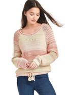 Gap Women Boatneck Tassel Sweater - Pink Marled