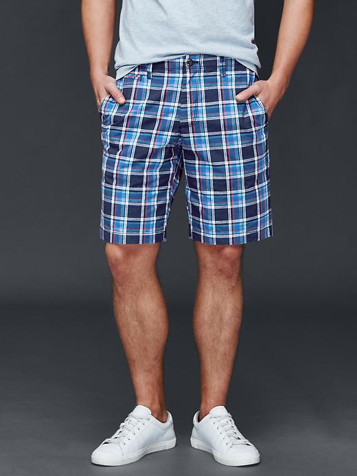 Gap Men Plaid Everyday Shorts 10 - Red Blue Plaid