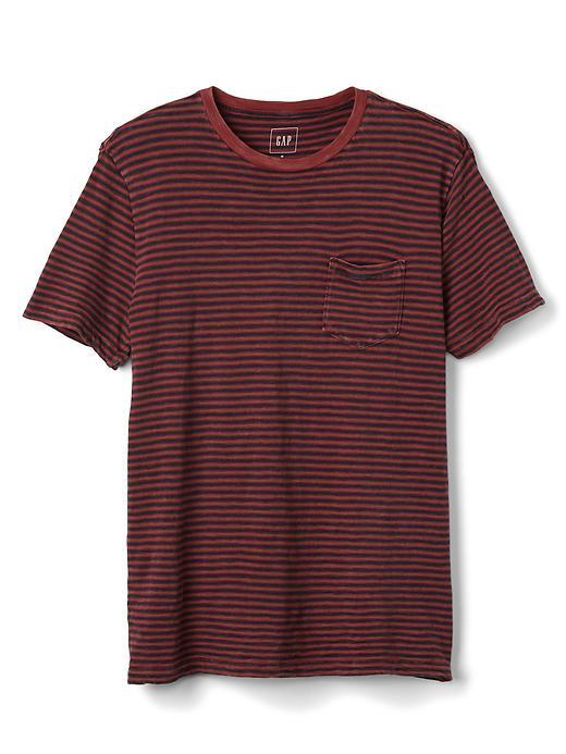 Gap Men Slub Stripe Pocket Tee - Navy Red Stripe