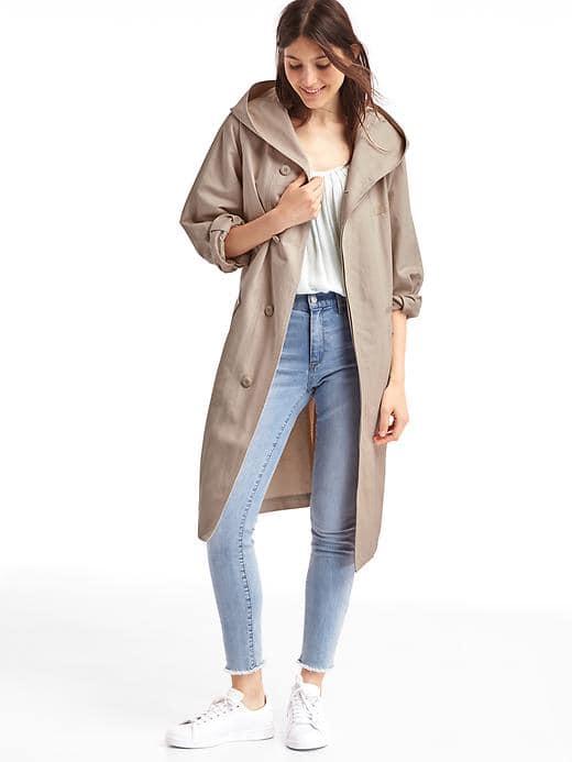 Gap Women Hooded Midi Trench - Anchorage Cream
