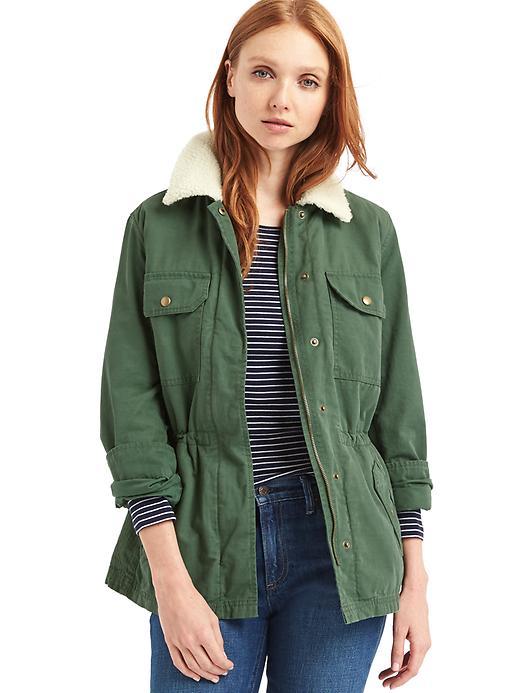 Gap Women Sherpa Lined Utility Jacket - Cucumber Peel