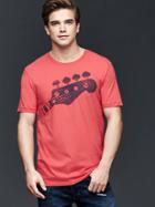 Gap Men Guitar Strings Graphic T Shirt - Weathered Red