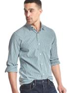 Gap Men Wrinkle Resistant Stripe Standard Fit Shirt - Savvy Teal