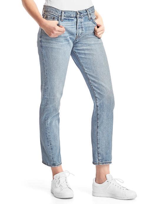 Gap Women Mid Rise Boyfriend Jeans - Light Indigo
