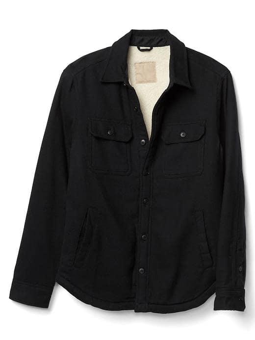 Gap Men Sherpa Lined Shirt Jacket - Moonless Night