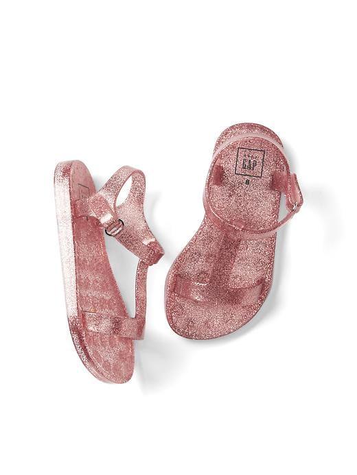 Gap Glitter T Strap Sandals - Rose Gold