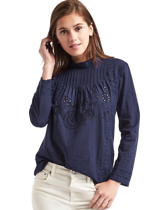 Gap Women Eyelet Victorian Top - Dark Night