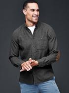 Gap Men Heathered Flannel Elbow Patch Shirt - Charcoal Heather