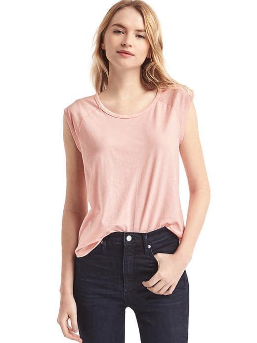 Gap Women Vintage Wash Raglan Cap Sleeve Tee - Sunrise Pink