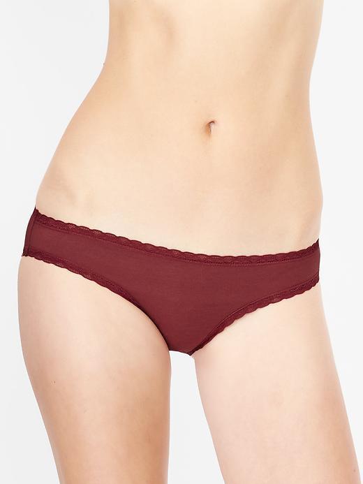 Gap Women Lace Trim Teeny Bikini - Raisin