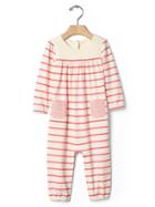 Gap Organic Shirred Stripe One Piece - Pink Stripe