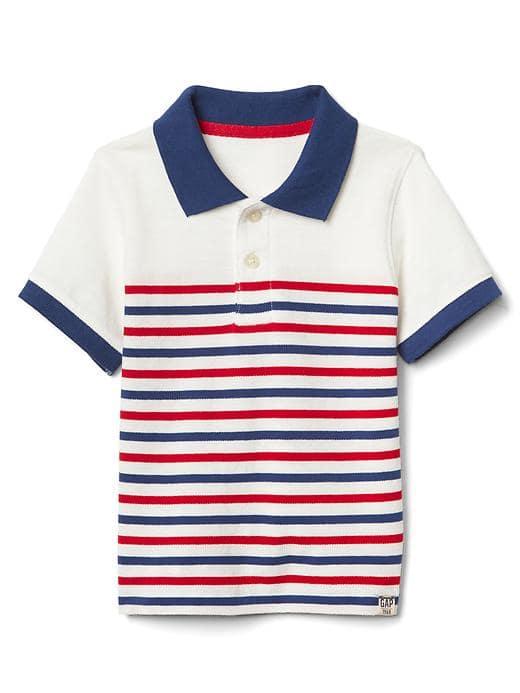 Gap Multi Stripe Pique Polo - New Off White