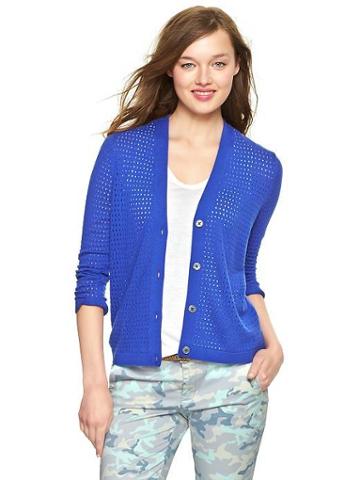 Gap Pointelle Cardigan - Powerful Blue