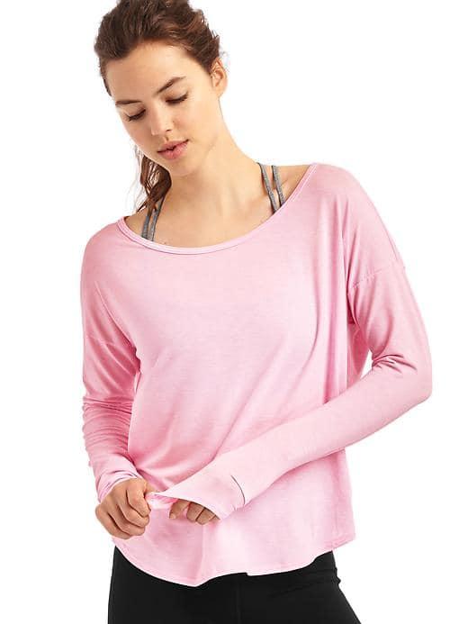 Gap Women Gapfit Breathe Drape Back Long Sleeve Top - Primrose Pink