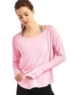 Gap Women Gapfit Breathe Drape Back Long Sleeve Top - Primrose Pink