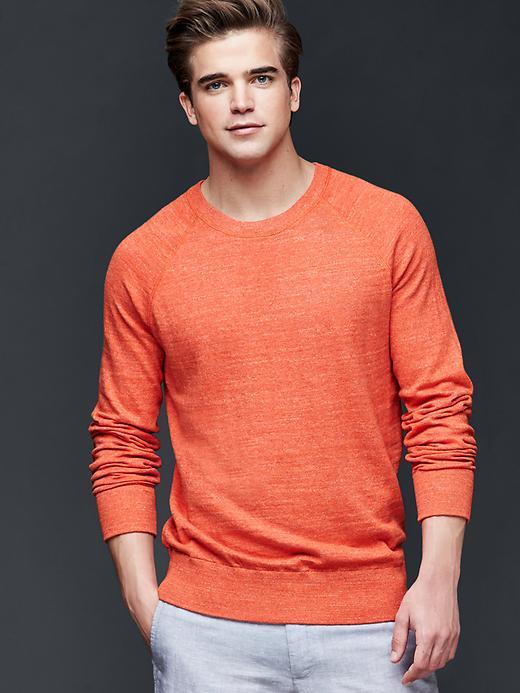 Gap Men Linen Cotton Crew Pullover - Orange Heather