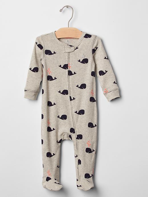 Gap Whale Zip Footed One Piece - Gray Heather