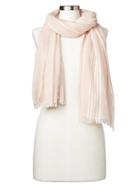 Gap Women Embroidered Stripe Fringe Trim Scarf - Pumice