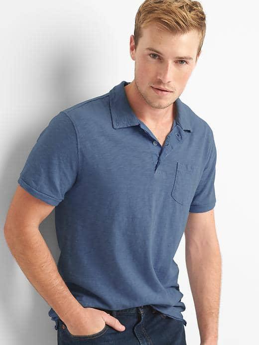 Gap Women Slub Jersey Polo - Tapestry Navy