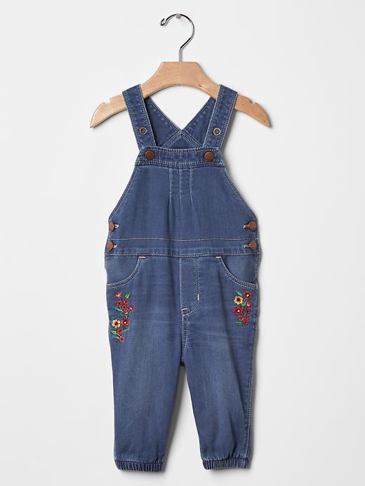 Gap 1969 Embroidered Denim Overalls - Light Indigo