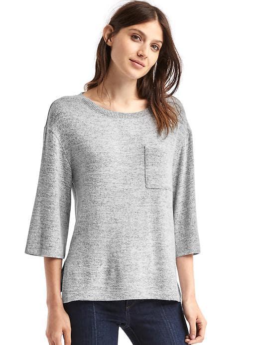 Gap Women Softspun Three Quarter Sleeve Top - Heather Grey